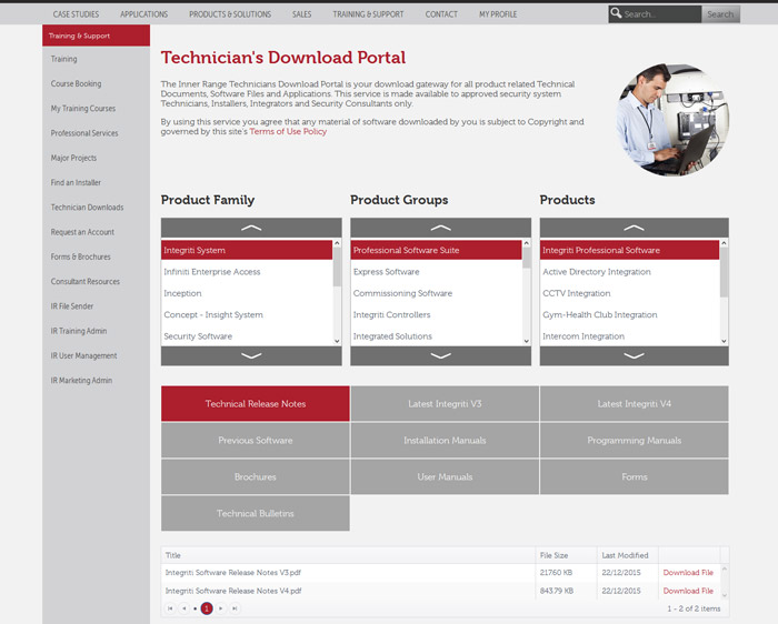 Inner Range - Integrated Suite of Custom Website Modules